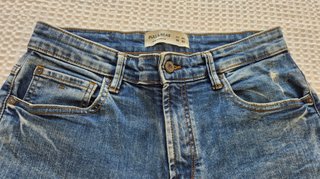 Pantalón ajustado vaquero azul rotos Pull&Bear