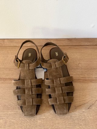 Sandalias Zara Cangrejeras Piel Serraje