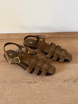Sandalias Zara Cangrejeras Piel Serraje