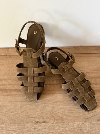 Sandalias Zara Cangrejeras Piel Serraje