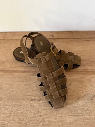 Sandalias Zara Cangrejeras Piel Serraje