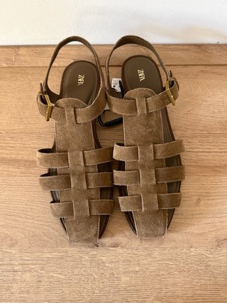 Sandalias Zara Cangrejeras Piel Serraje