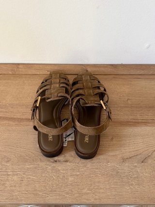 Sandalias Zara Cangrejeras Piel Serraje