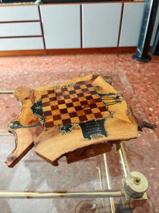 Juego de ajedrez artesanal madera y metal