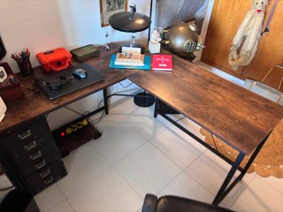 Mesa Escritorio Esquinera Madera y Metal