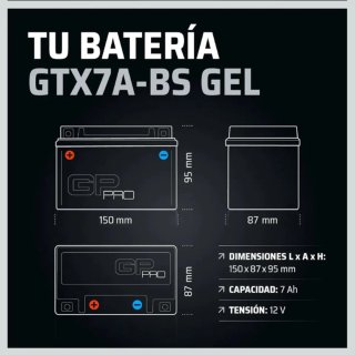 GP-PRO GTX7A-BS - Batería de arranque