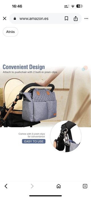 Bolsa Cambiador Bebé Gris Estampado Flechas