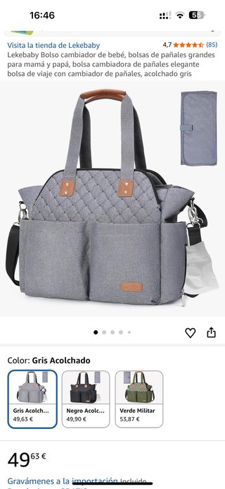 Bolsa Cambiador Bebé Gris Estampado Flechas
