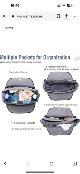 Bolsa Cambiador Bebé Gris Estampado Flechas