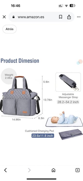 Bolsa Cambiador Bebé Gris Estampado Flechas