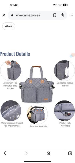 Bolsa Cambiador Bebé Gris Estampado Flechas