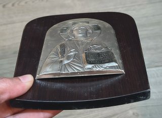 Icona Sacra Cristo Argento con Corni