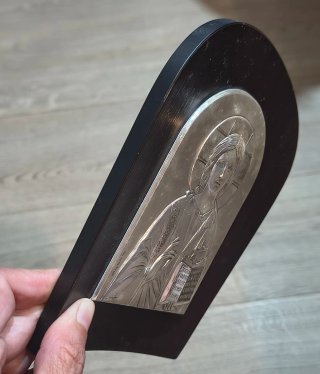 Icona Sacra Cristo Argento con Corni