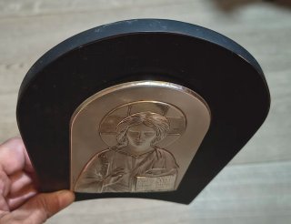 Icona Sacra Cristo Argento con Corni