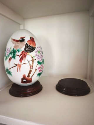 Pareja huevos porcelana China vintage pájaros mari
