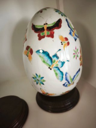 Pareja huevos porcelana China vintage pájaros mari