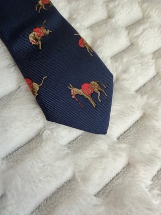 Corbata Hermes Seda Azul Marino Animales