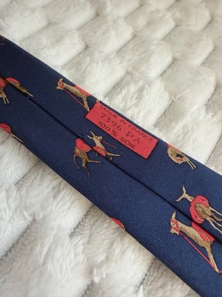 Corbata Hermes Seda Azul Marino Animales