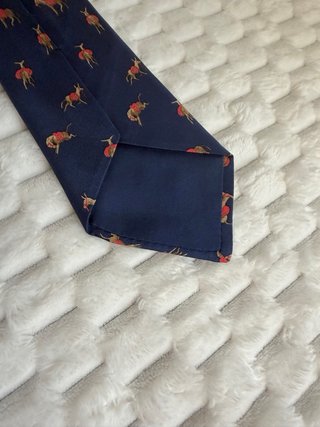 Corbata Hermes Seda Azul Marino Animales