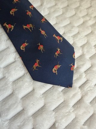 Corbata Hermes Seda Azul Marino Animales