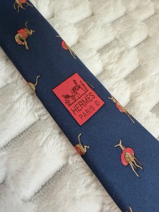 Corbata Hermes Seda Azul Marino Animales