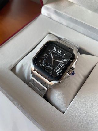Reloj Santos Negro y Acero con Caja