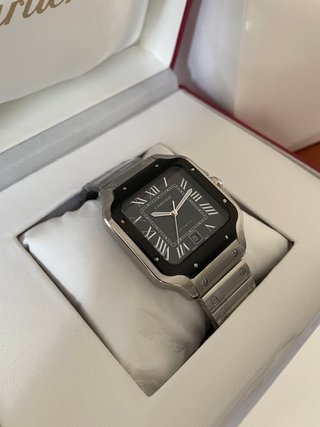 Reloj Santos Negro y Acero con Caja