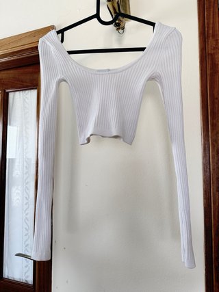 Blusa manga larga acanalada