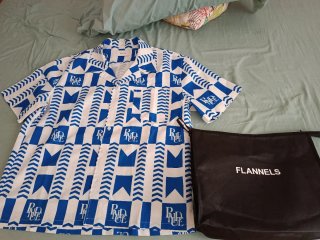 Camisa RHUDE Seda Estampada Azul/Blanco