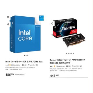 Pc gamer i5 14400f-rx6600 8gb+monitor 144hz