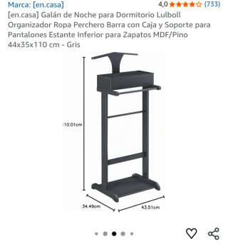 Galán de noche negro con cajón. Nuevo en su caja.
