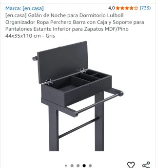 Galán de noche negro con cajón. Nuevo en su caja.