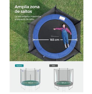 Cama elástica con red de seguridad