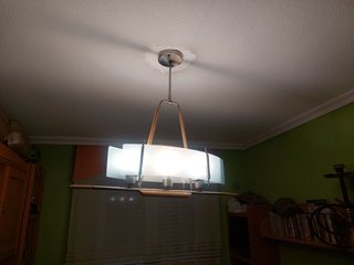 Lámpara colgante moderna madera y cristal
