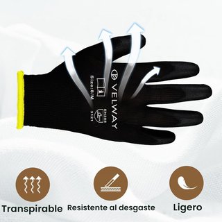Guantes de Trabajo Recubiertos PU 11 Pares, 8/M