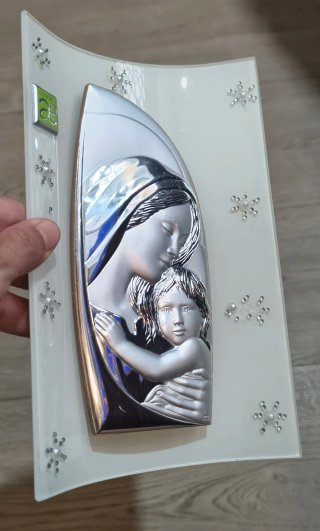 Madonna con Bambino Argento su Base