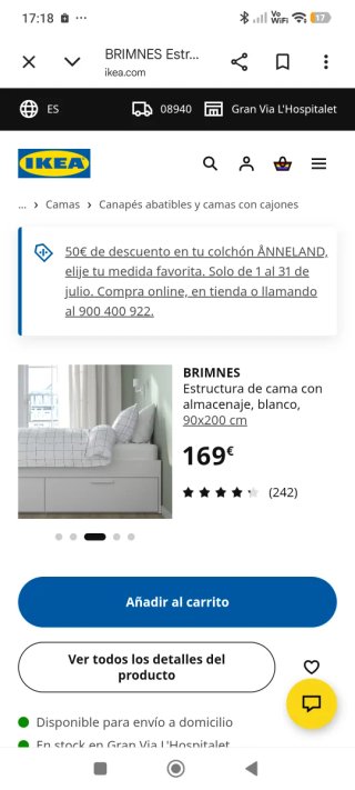 Cama Ikea blanca con cajones