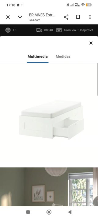 Cama Ikea blanca con cajones