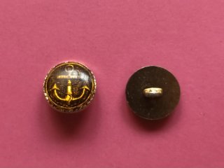 Lote de 28 botones metálicos negros y ancla dorada