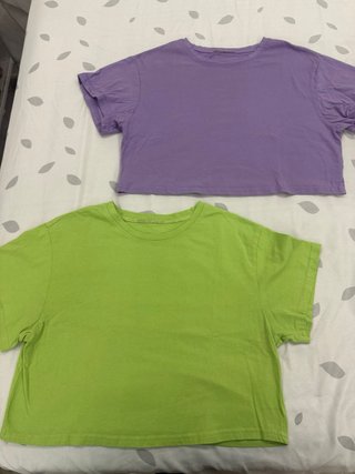 Conjunto 2 Camisetas Crop Top Algodón