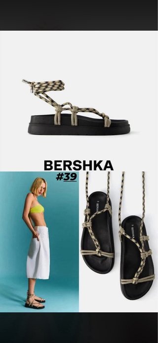 Sandalias Bershka cordón negro multicolor