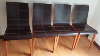 4 Sillas Artesanales Cuero y Madera
