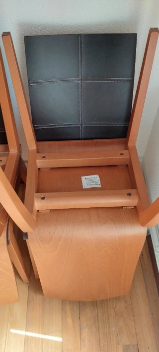 4 Sillas Artesanales Cuero y Madera