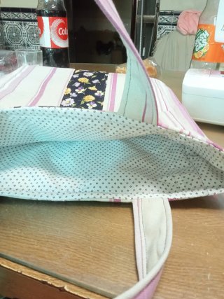 Bolsa de trozos de telas,echa a mano