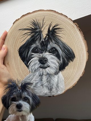 Retratos de mascota hecho a mano en madera