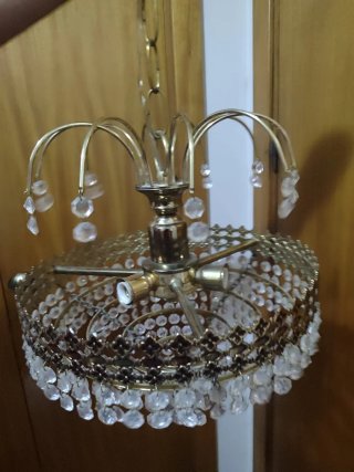 Lámpara Vintage Cristales Metal Dorado