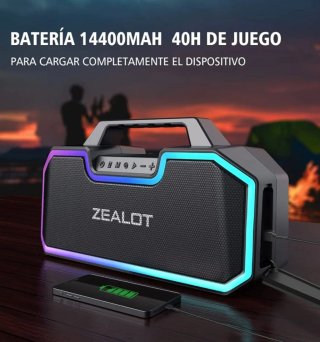 Altavoz Bluetooth Zealot Negro/Plata