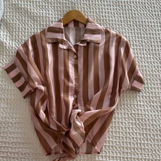 Camisa rayas rosa y marrón