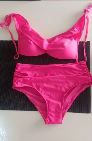 Bikini rosa vita alta