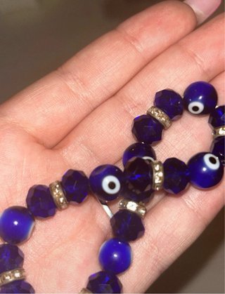 Braccialetto Occhio di Fatima blu e argento